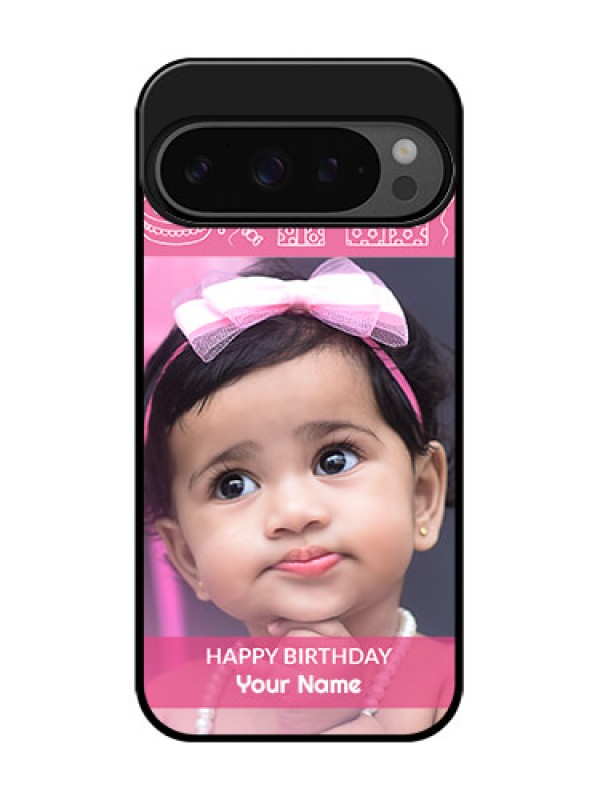 Custom Google Pixel 9 Pro 5G Custom Glass Phone Case - With Birthday Line Art Design