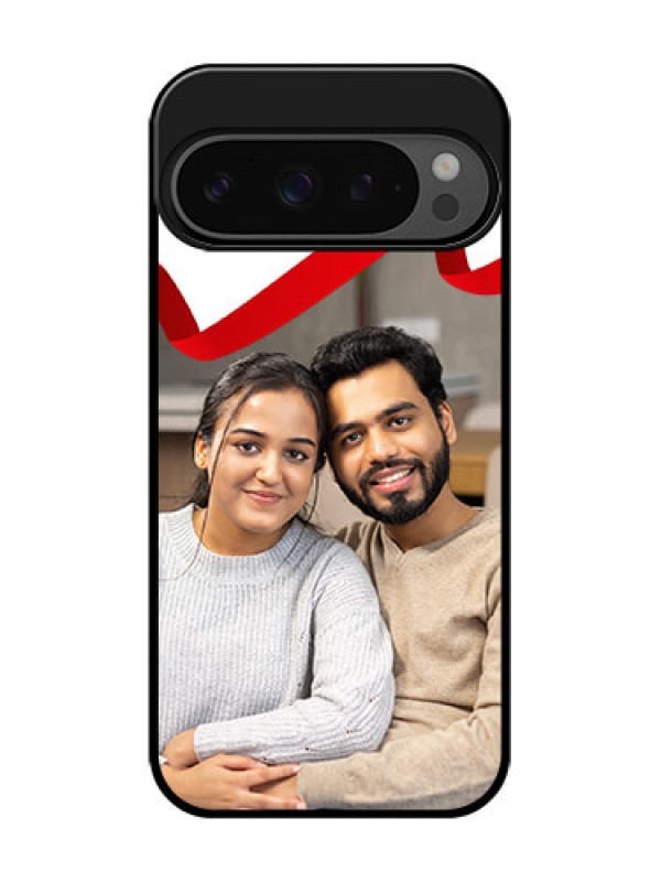Custom Google Pixel 9 Pro 5G Custom Glass Phone Case - Red Ribbon Frame Design