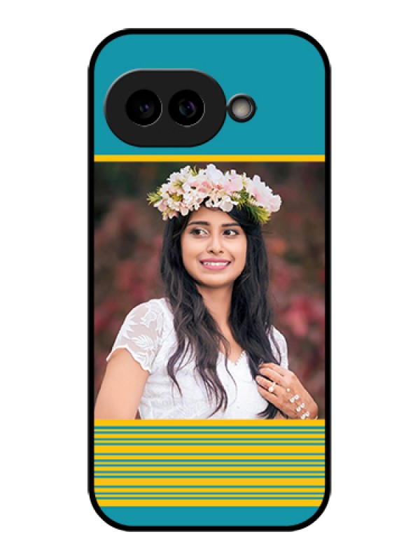 Custom Pixel 9A 5G Custom Glass Phone Case - Yellow & Blue Design