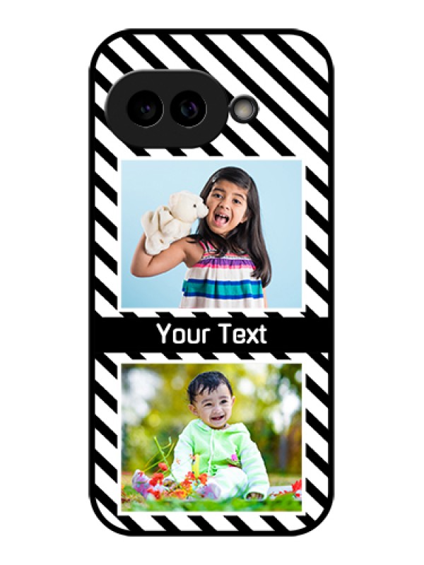 Custom Pixel 9A 5G Custom Glass Phone Case - Black And White Stripes Design