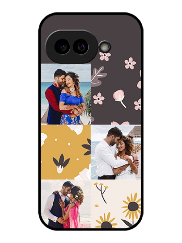 Custom Pixel 9A 5G Custom Glass Phone Case - 3 Images With Floral Design