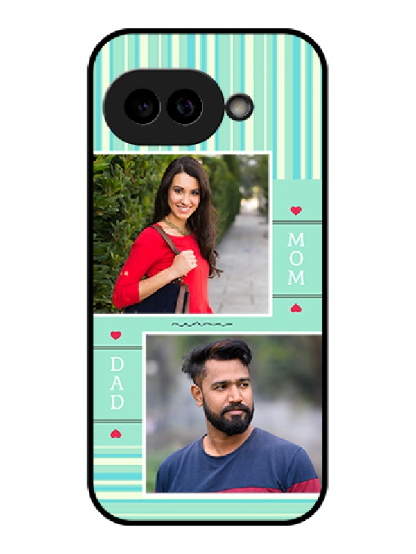 Custom Pixel 9A 5G Custom Glass Phone Case - Mom & Dad Pic Design