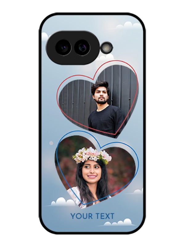 Custom Pixel 9A 5G Custom Glass Phone Case - Blue Color Couple Design