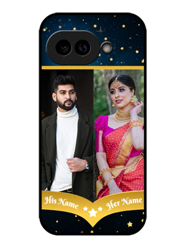 Custom Pixel 9A 5G Custom Glass Phone Case - Galaxy Stars Backdrop Design