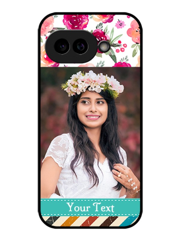 Custom Pixel 9A 5G Custom Glass Phone Case - Water Colors Floral Design