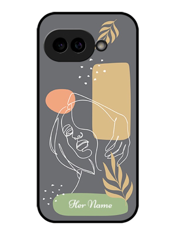 Custom Pixel 9A 5G Custom Glass Phone Case - Gazing Woman Line Art Design