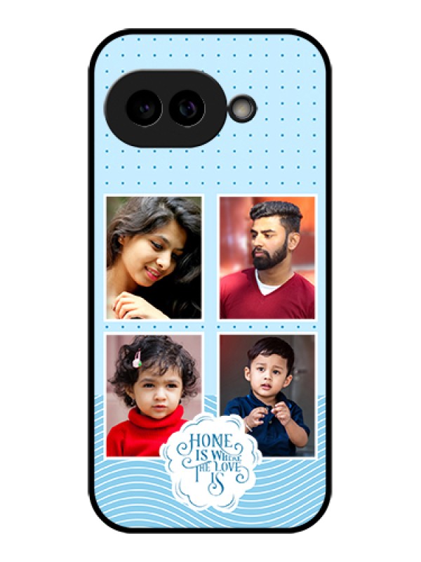 Custom Pixel 9A 5G Custom Glass Phone Case - Cute Love Quote With 4 Pic Upload Design