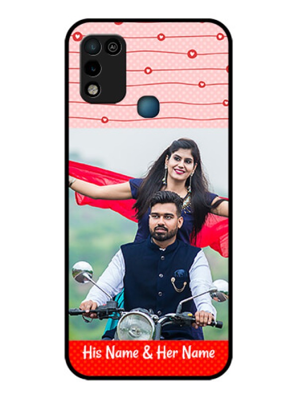 Custom Infinix Hot 10 Play Personalized Glass Phone Case - Red Pattern Case Design