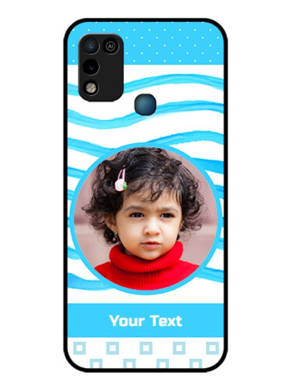 Custom Infinix Hot 10 Play Custom Glass Phone Case - Simple Blue Case Design