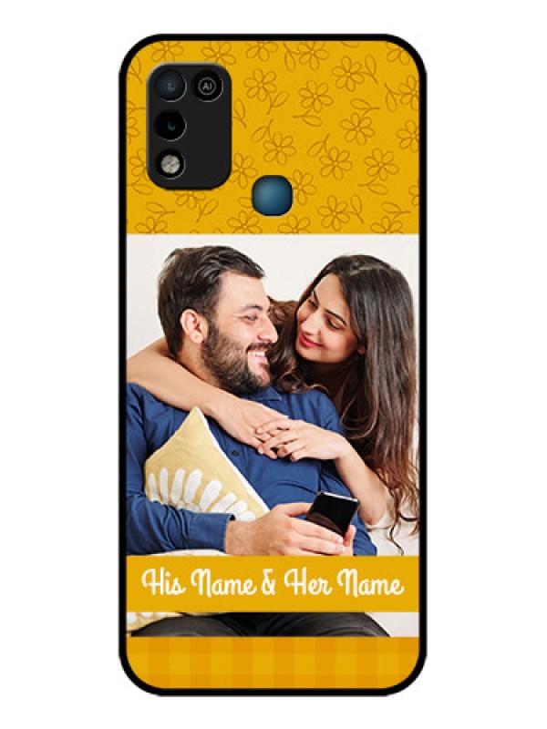 Custom Infinix Hot 10 Play Custom Glass Mobile Case - Yellow Floral Design