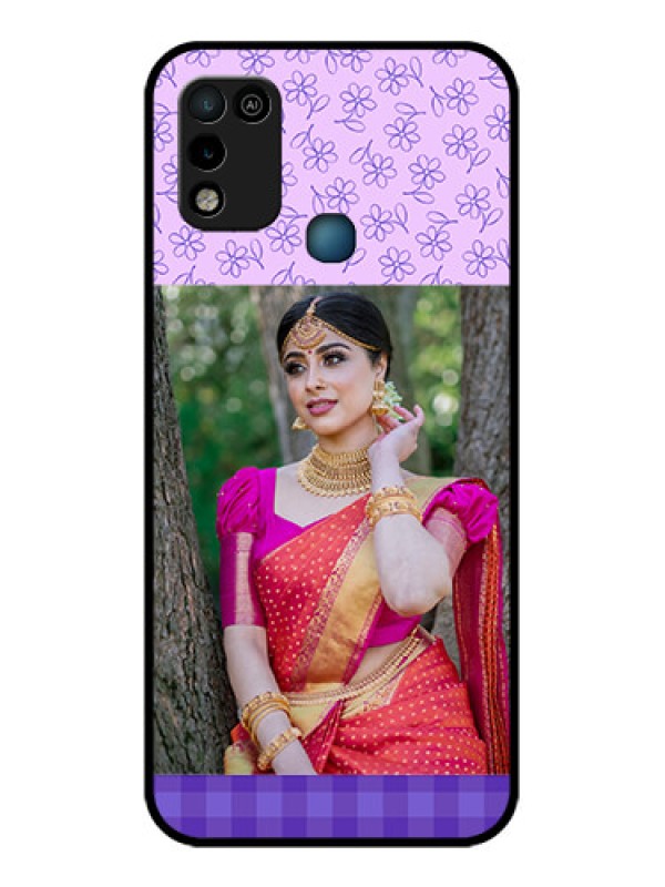 Custom Infinix Hot 10 Play Custom Glass Phone Case - Purple Floral Design