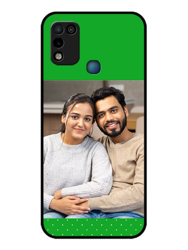 Custom Infinix Hot 10 Play Personalized Glass Phone Case - Green Pattern Design