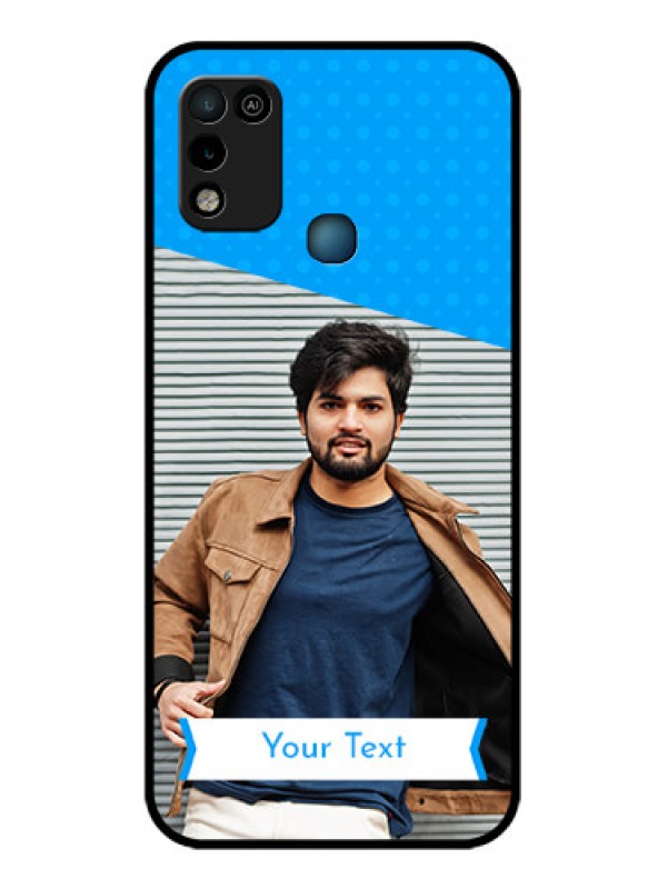 Custom Infinix Hot 10 Play Photo Printing on Glass Case - Simple Blue Color Design