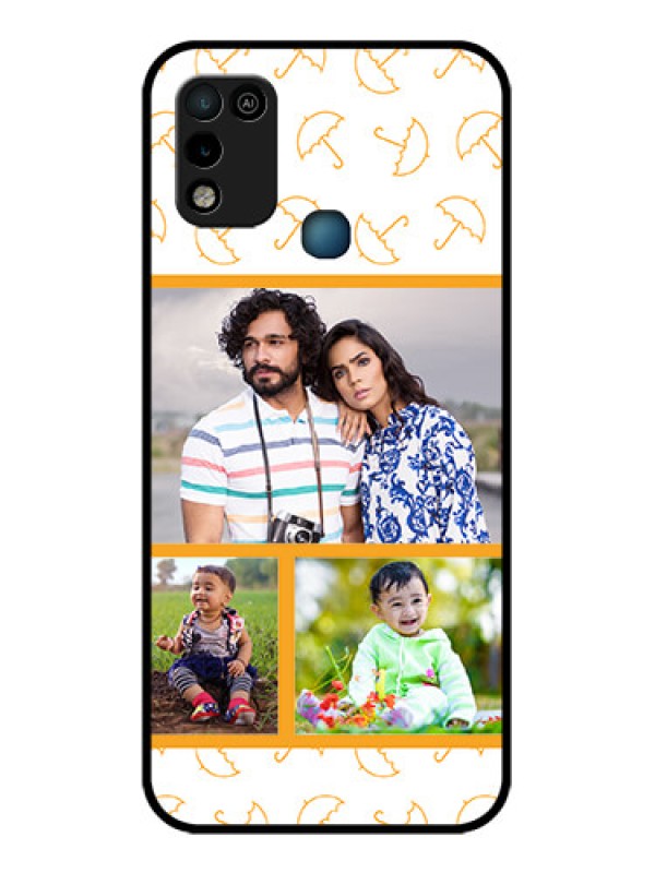 Custom Infinix Hot 10 Play Custom Glass Mobile Case - Yellow Pattern Design