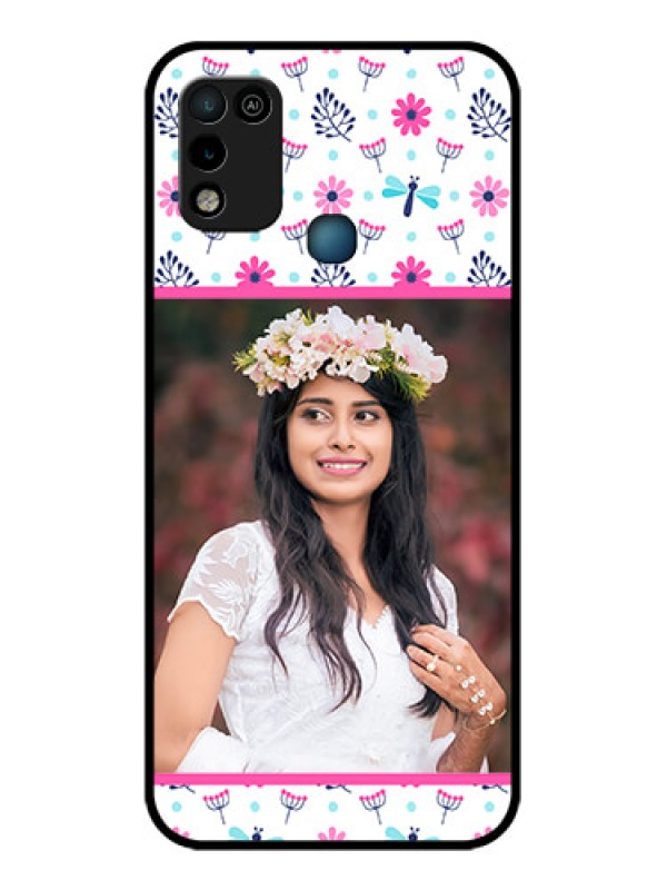 Custom Infinix Hot 10 Play Photo Printing on Glass Case - Colorful Flower Design