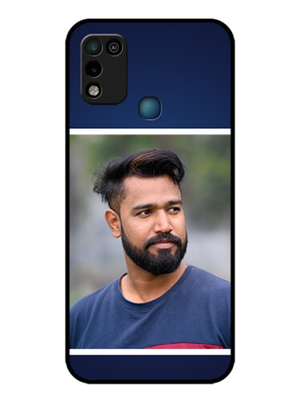 Custom Infinix Hot 10 Play Personalized Glass Phone Case - Simple Royal Blue Design