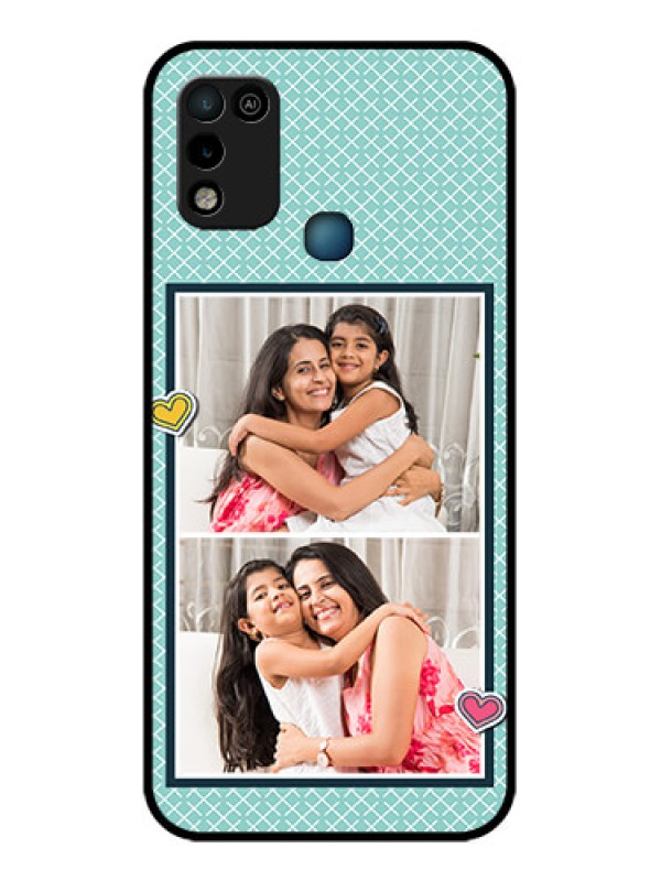 Custom Infinix Hot 10 Play Custom Glass Phone Case - 2 Image Holder with Pattern Design