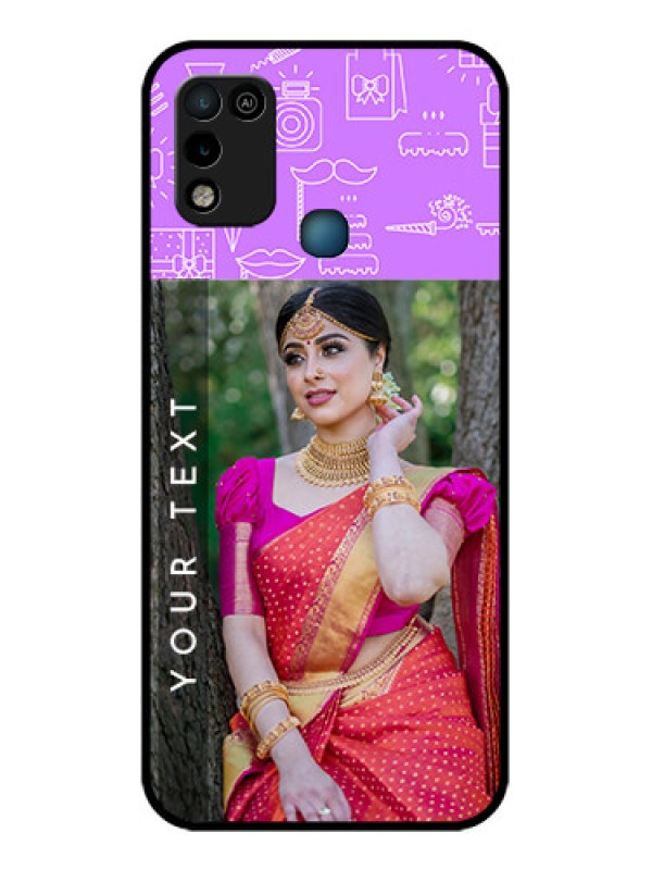 Custom Infinix Hot 10 Play Custom Glass Mobile Case - Birthday Icons Design