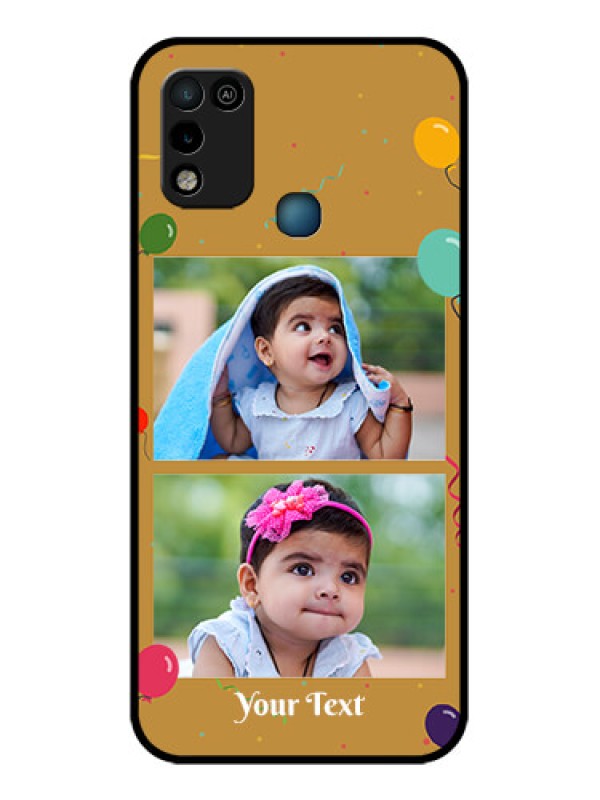 Custom Infinix Hot 10 Play Personalized Glass Phone Case - Image Holder with Birthday Celebrations Design