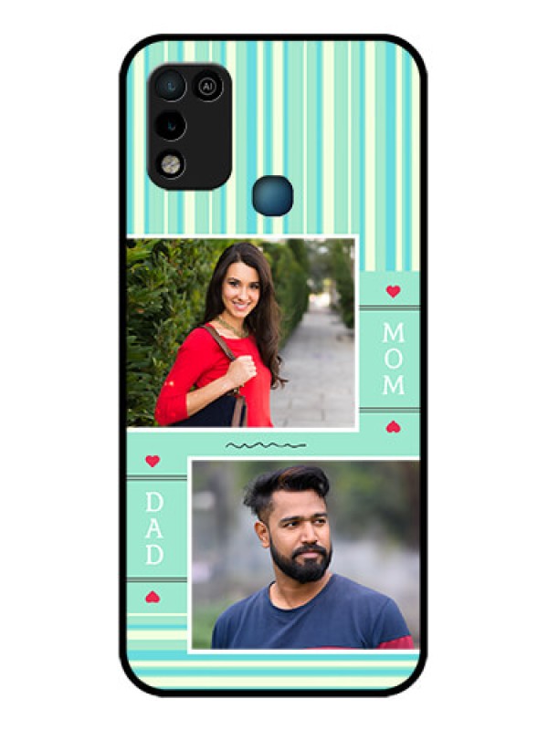 Custom Infinix Hot 10 Play Custom Glass Phone Case - Mom & Dad Pic Design