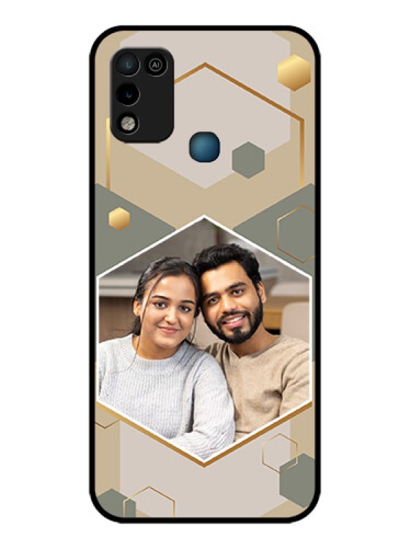 Custom Infinix Hot 10 Play Photo Printing on Glass Case - Stylish Hexagon Pattern Design