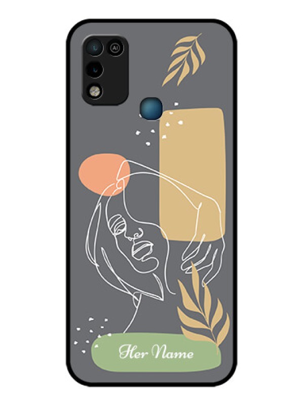 Custom Infinix Hot 10 Play Custom Glass Phone Case - Gazing Woman line art Design
