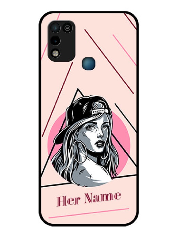 Custom Infinix Hot 10 Play Personalized Glass Phone Case - Rockstar Girl Design