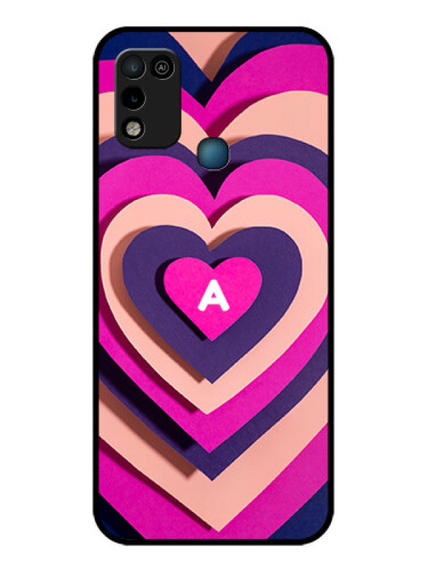 Custom Infinix Hot 10 Play Custom Glass Mobile Case - Cute Heart Pattern Design