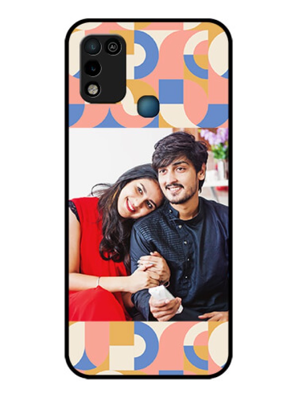 Custom Infinix Hot 10 Play Photo Printing on Glass Case - Semi-circle Maze Pattern Design