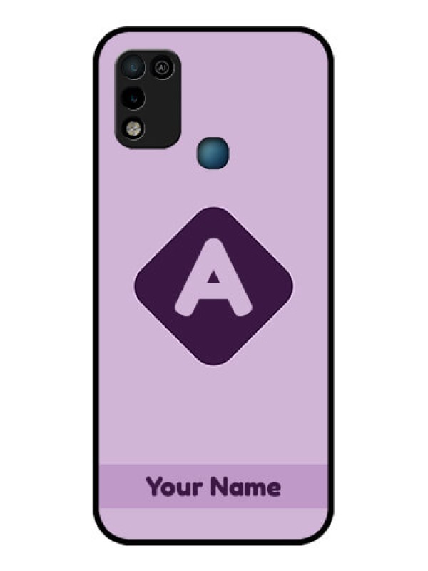 Custom Infinix Hot 10 Play Custom Glass Mobile Case - Custom Letter in curved badge Design