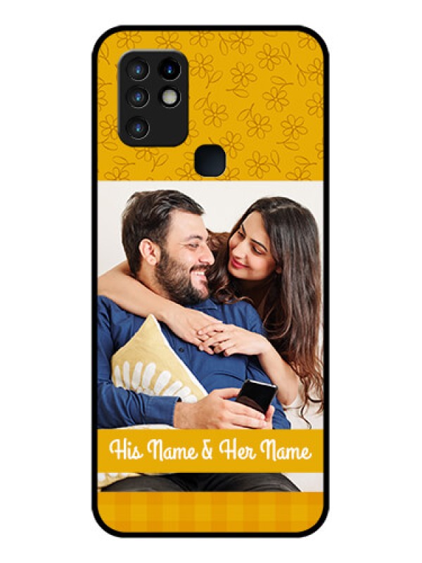 Custom Infinix Hot 10 Custom Glass Mobile Case - Yellow Floral Design