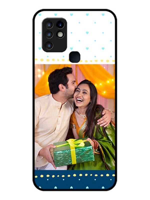 Custom Infinix Hot 10 Personalized Glass Phone Case - White and Blue Abstract Design