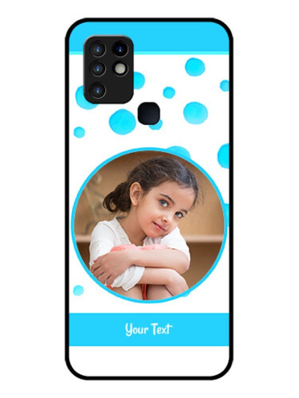 Custom Infinix Hot 10 Photo Printing on Glass Case - Blue Bubbles Pattern Design
