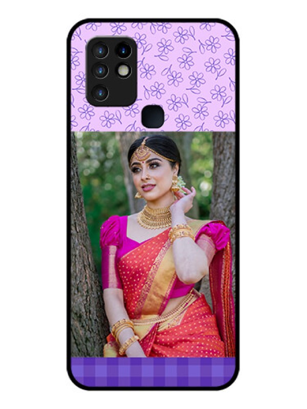 Custom Infinix Hot 10 Custom Glass Phone Case - Purple Floral Design