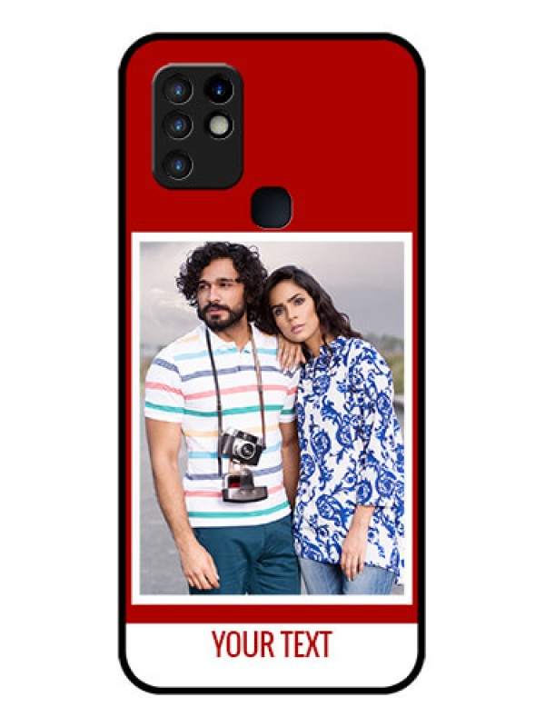 Custom Infinix Hot 10 Personalized Glass Phone Case - Simple Red Color Design