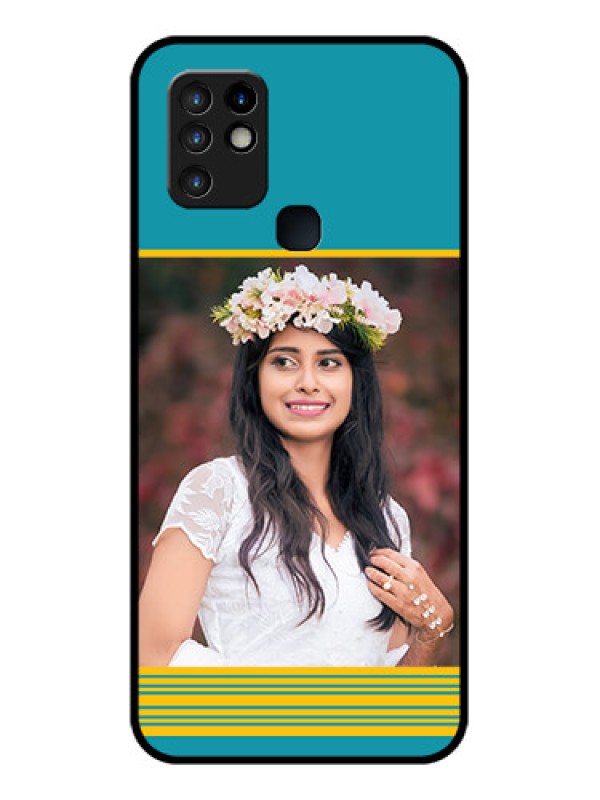 Custom Infinix Hot 10 Custom Glass Phone Case - Yellow & Blue Design