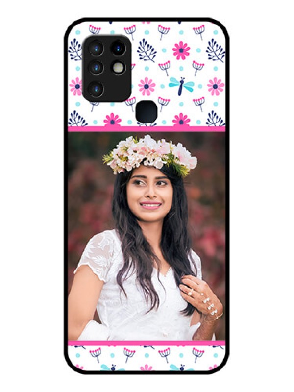 Custom Infinix Hot 10 Photo Printing on Glass Case - Colorful Flower Design