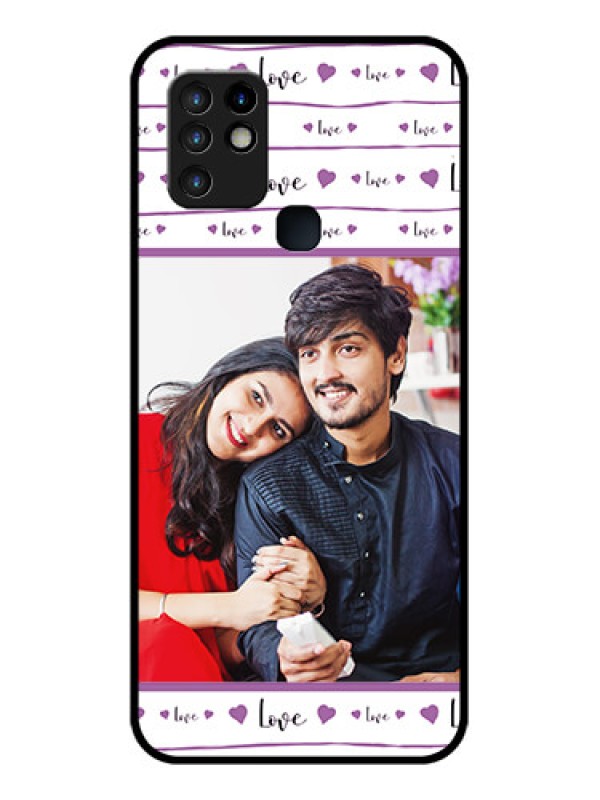 Custom Infinix Hot 10 Custom Glass Mobile Case - Couples Heart Design