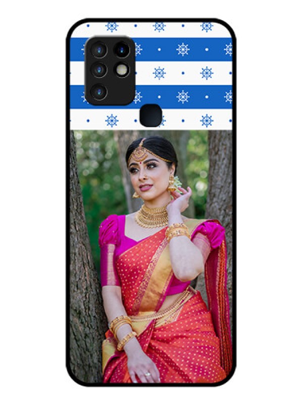 Custom Infinix Hot 10 Photo Printing on Glass Case - Snow Pattern Design