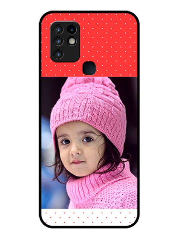 Custom Infinix Hot 10 Photo Printing on Glass Case - Red Pattern Design