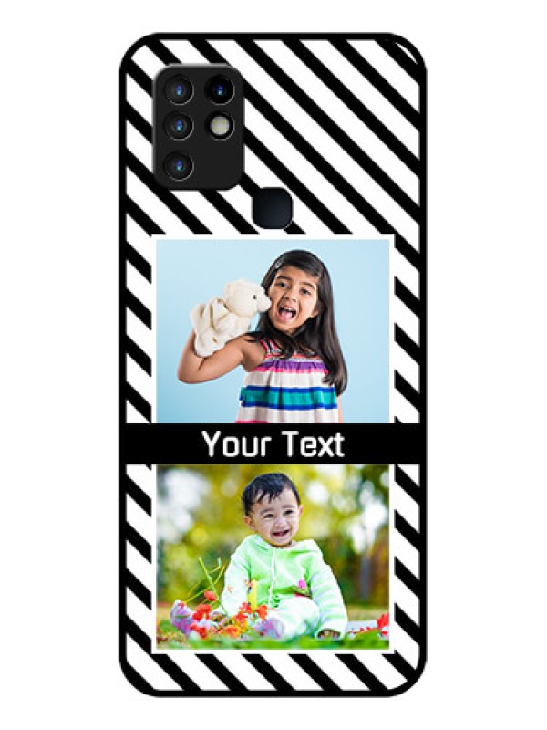 Custom Infinix Hot 10 Photo Printing on Glass Case - Black And White Stripes Design