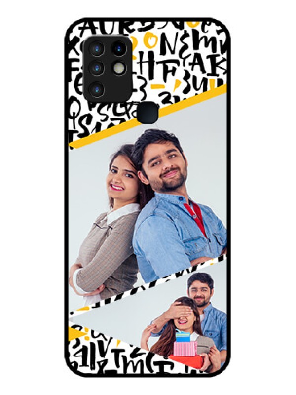 Custom Infinix Hot 10 Custom Glass Mobile Case - Letters Pattern Design