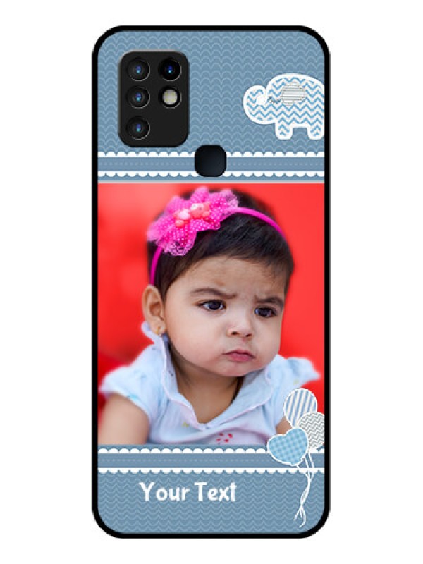 Custom Infinix Hot 10 Photo Printing on Glass Case - with Kids Pattern Design