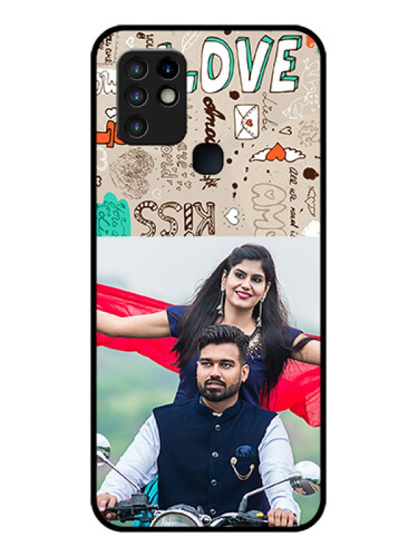 Custom Infinix Hot 10 Custom Glass Phone Case - Love Doodle Pattern