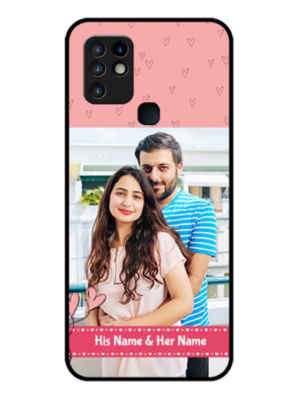 Custom Infinix Hot 10 Personalized Glass Phone Case - Love Design Peach Color