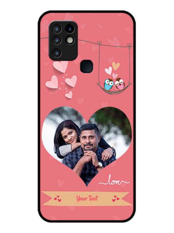 Custom Infinix Hot 10 Personalized Glass Phone Case - Peach Color Love Design
