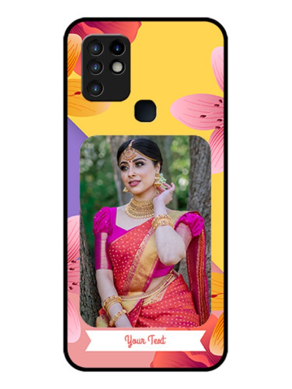 Custom Infinix Hot 10 Custom Glass Mobile Case - 3 Image With Vintage Floral Design