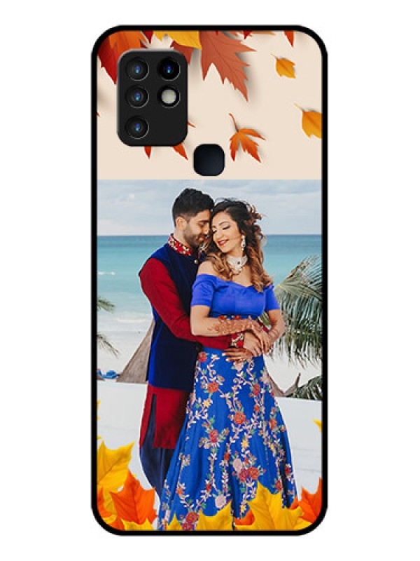 Custom Infinix Hot 10 Photo Printing on Glass Case - Autumn Maple Leaves Design