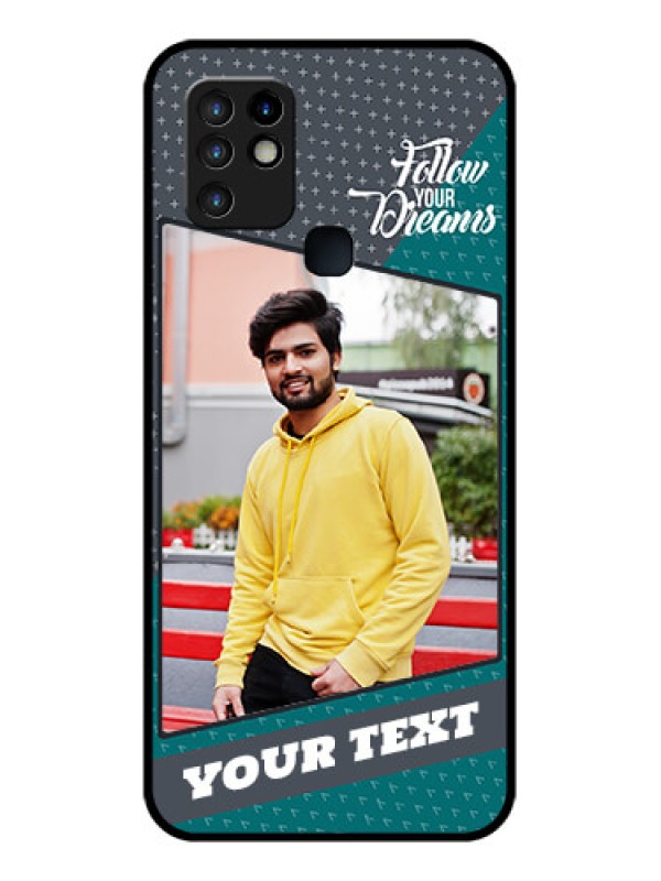 Custom Infinix Hot 10 Personalized Glass Phone Case - Background Pattern Design with Quote