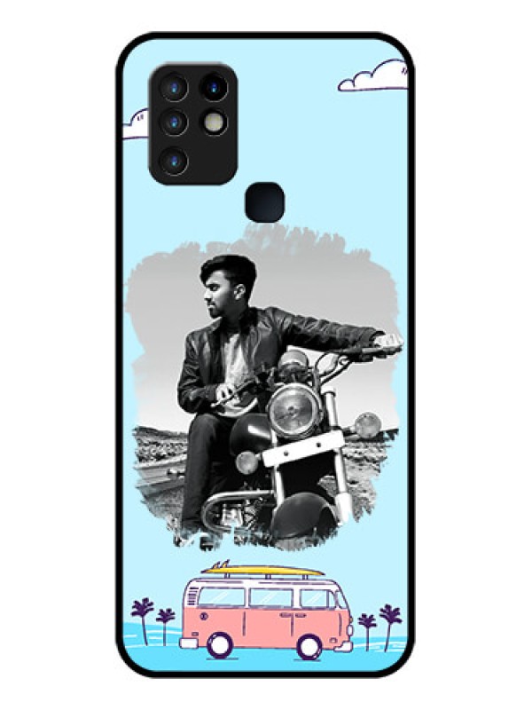 Custom Infinix Hot 10 Photo Printing on Glass Case - Travel & Adventure Design